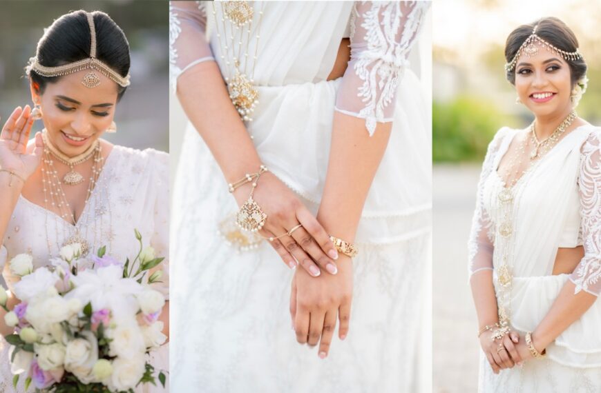 Elegant Sri Lankan bride in a white saree, showcasing intricate jewelry and a floral bouquet, glowing with happiness, featured on Poruwa.lk | ශ්‍රී ලාංකීය මංගල යෝජනා, Mangala Yojana, Sri Lanka matrimony, and top marriage proposals in Sri Lanka.