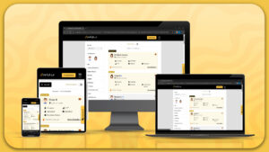A computer, tablet, and phone all displaying the same app interface, showcasing cross-device compatibility, designed for SriLanka matrimony and matrimony Sri Lanka, helping users explore marriage proposals Sri Lanka, and plan a traditional Poruwa ceremony.