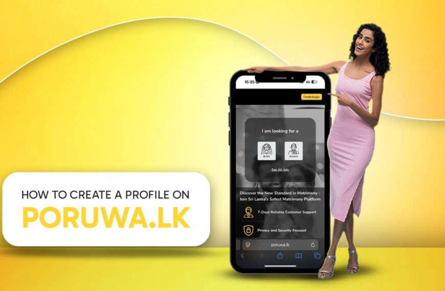 Step-by-step guide on creating a profile on Poruwa.lk | ශ්‍රී ලාංකීය මංගල යෝਜනා, featuring user-friendly instructions and visuals to support SriLanka matrimony and LankaMatrimony. The guide helps users explore marriage proposals Sri Lanka, including Liyathabara marriage proposal, Catholic marriage proposals, Hitad marriage proposals, and find Lanka brides and grooms while learning about Poruwa ceremony customs.