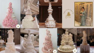 Collage showcasing elegant wedding cakes with creative designs, ideal for weddings, marriage celebrations, and Poruwa ceremonies in Sri Lanka.