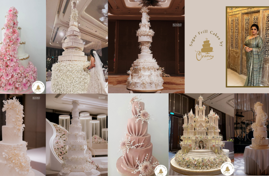 Collage showcasing elegant wedding cakes with creative designs, ideal for weddings, marriage celebrations, and Poruwa ceremonies in Sri Lanka.
