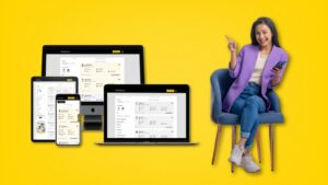 A Sri Lankan woman using a laptop and mobile phone to explore a wedding proposal website, searching for mangala yojana and online marriage proposals in Sri Lanka.