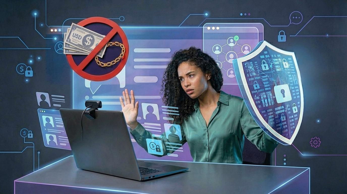 A woman seated at a desk using a laptop with a shield beside her, symbolizing secure online services for mangala yojana, wedding proposal website platforms, marriage proposal Sri Lanka systems, marriage proposals in Sri Lanka, marriage proposals Sri Lanka, matrimony Sri Lanka, srilanka matrimony, Poruwa.lk | ශ්‍රී ලාංකීය මංගල යෝජනා, Poruwa ceremony planning, lankamatrimony, liyathabara marriage proposal, Catholic marriage proposals, Hitad marriage proposals, lanka brides and grooms connections, Purahanda LK profiles, Buddhist matrimony, and liyathabara marriage proposals in Sri Lanka.
