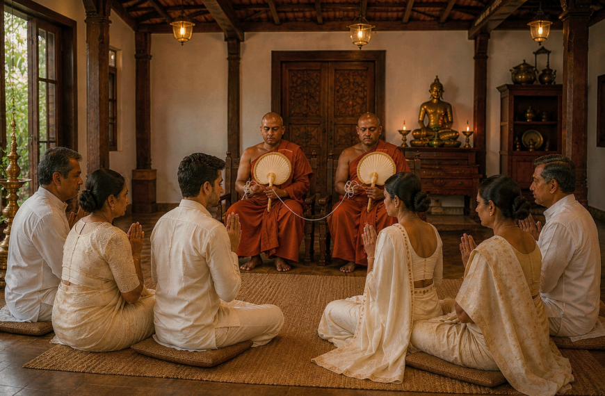 විවාහයකට පෙර සිඳුවෙන පිරිත් සජ්ජායනා කිරීමේ චාරිත්‍රය ගැන හරියටම දැනගමු.
