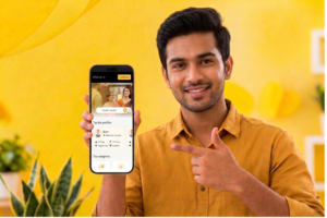 A smiling young man holding a smartphone displaying the Poruwa.lk landing page, symbolizing the easy and secure way to begin searching for a life partner through a trusted wedding proposal website. The image represents mangala yojana, marriage proposal sri lanka, marriage proposals in sri lanka, marriage proposals sri lanka, marriage proposals, matrimony sri lanka, and srilanka matrimony. It highlights poruwa.lk | ශ්‍රී ලාංකීය මංගල යෝජනා as a secure platform where lanka brides and grooms can create verified profiles and find genuine, compatible matches. The concept also reflects traditional values associated with the poruwa ceremony while embracing modern matchmaking through lankamatrimony, liyathabara marriage proposal, liyathabara marriage proposals in sri lanka, catholic marriage proposals, buddhist matrimony, hitad marriage proposals, and purahanda lk.
