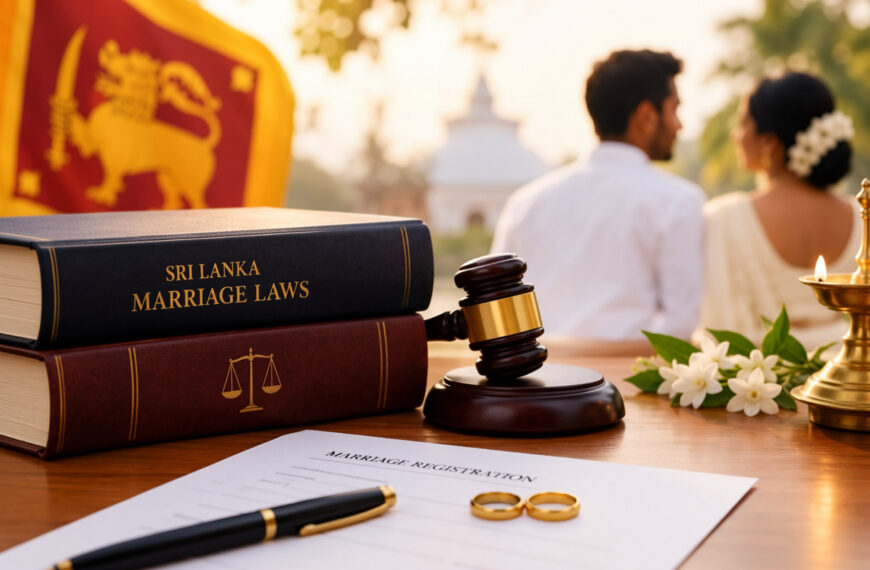 Sri Lankan marriage laws and legal requirements for couples, covering marriage registration, eligibility, documentation, and traditional marriage practices in Sri Lanka.